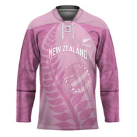 Custom New Zealand Silver Fern Rugby 2025 Hockey Jersey All Black Aotearoa Maori Pink LT14 Unisex Pink - Polynesian Pride