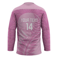 Custom New Zealand Silver Fern Rugby 2025 Hockey Jersey All Black Aotearoa Maori Pink LT14 - Polynesian Pride