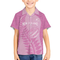 Custom New Zealand Silver Fern Rugby 2025 Kid Hawaiian Shirt All Black Aotearoa Maori Pink LT14 Kid Pink - Polynesian Pride