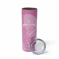 Custom New Zealand Silver Fern Rugby 2025 Skinny Tumbler All Black Aotearoa Maori Pink LT14 - Polynesian Pride