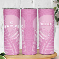 Custom New Zealand Silver Fern Rugby 2025 Skinny Tumbler All Black Aotearoa Maori Pink LT14 - Polynesian Pride