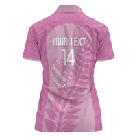Custom New Zealand Silver Fern Rugby 2025 Women Polo Shirt All Black Aotearoa Maori Pink LT14 - Polynesian Pride
