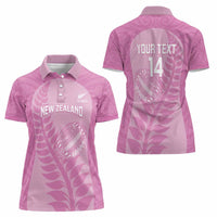 Custom New Zealand Silver Fern Rugby 2025 Women Polo Shirt All Black Aotearoa Maori Pink LT14 - Polynesian Pride