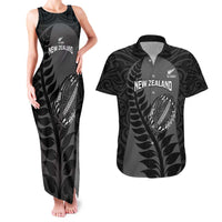Custom New Zealand Silver Fern Rugby 2025 Couples Matching Tank Maxi Dress and Hawaiian Shirt Go Champions Aotearoa Maori Black LT14 Black - Polynesian Pride
