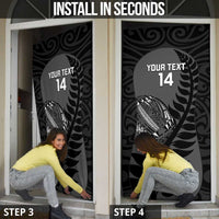 Custom New Zealand Silver Fern Rugby 2025 Door Cover Go Champions Aotearoa Maori Black LT14 - Polynesian Pride
