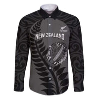 Custom New Zealand Silver Fern Rugby 2025 Family Matching Long Sleeve Bodycon Dress and Hawaiian Shirt Go Champions Aotearoa Maori Black LT14 Dad's Shirt - Long Sleeve Black - Polynesian Pride