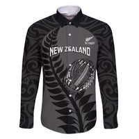 Custom New Zealand Silver Fern Rugby 2025 Family Matching Short Sleeve Bodycon Dress and Hawaiian Shirt Go Champions Aotearoa Maori Black LT14 Dad's Shirt - Long Sleeve Black - Polynesian Pride