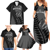 Custom New Zealand Silver Fern Rugby 2025 Family Matching Summer Maxi Dress and Hawaiian Shirt Go Champions Aotearoa Maori Black LT14 - Polynesian Pride