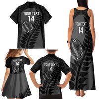 Custom New Zealand Silver Fern Rugby 2025 Family Matching Tank Maxi Dress and Hawaiian Shirt Go Champions Aotearoa Maori Black LT14 - Polynesian Pride
