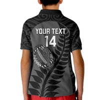 Custom New Zealand Silver Fern Rugby 2025 Kid Polo Shirt Go Champions Aotearoa Maori Black LT14 - Polynesian Pride