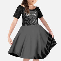 Custom New Zealand Silver Fern Rugby 2025 Kid Short Sleeve Dress Go Champions Aotearoa Maori Black LT14 KID Black - Polynesian Pride