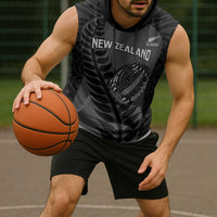 Custom New Zealand Silver Fern Rugby 2025 Sleeveless Hoodie Go Champions Aotearoa Maori Black LT14 - Polynesian Pride