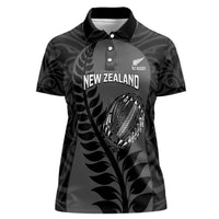 Custom New Zealand Silver Fern Rugby 2025 Women Polo Shirt Go Champions Aotearoa Maori Black LT14 Female Black - Polynesian Pride