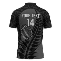 Custom New Zealand Silver Fern Rugby 2025 Zipper Polo Shirt Go Champions Aotearoa Maori Black LT14 - Polynesian Pride