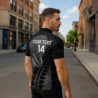 Custom New Zealand Silver Fern Rugby 2025 Zipper Polo Shirt Go Champions Aotearoa Maori Black LT14 - Polynesian Pride