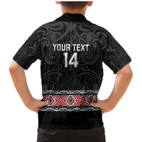 Custom New Zealand Silver Fern Rugby Family Matching Mermaid Dress and Hawaiian Shirt All Black Maori Taniko Pattern LT14 - Polynesian Pride