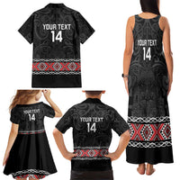 Custom New Zealand Silver Fern Rugby Family Matching Tank Maxi Dress and Hawaiian Shirt All Black Maori Taniko Pattern LT14 - Polynesian Pride