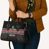 Custom New Zealand Silver Fern Rugby Leather Bag All Black Maori Taniko Pattern - Polynesian Pride
