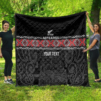 Custom New Zealand Silver Fern Rugby Quilt All Black Maori Taniko Pattern LT14 - Polynesian Pride