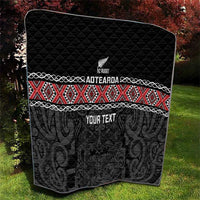 Custom New Zealand Silver Fern Rugby Quilt All Black Maori Taniko Pattern LT14 - Polynesian Pride