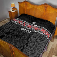 Custom New Zealand Silver Fern Rugby Quilt All Black Maori Taniko Pattern LT14 - Polynesian Pride