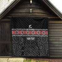 Custom New Zealand Silver Fern Rugby Quilt All Black Maori Taniko Pattern LT14 - Polynesian Pride