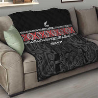 Custom New Zealand Silver Fern Rugby Quilt All Black Maori Taniko Pattern LT14 - Polynesian Pride