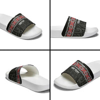 Custom New Zealand Silver Fern Rugby Slide Sandals All Black Maori Taniko Pattern - Polynesian Pride