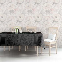Custom New Zealand Silver Fern Rugby Tablecloth All Black Maori Taniko Pattern