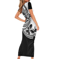 Philippines Eagle Sun Family Matching Short Sleeve Bodycon Dress and Hawaiian Shirt Filipino Agila Polynesian Tattoo Black Color LT14 - Polynesian Pride