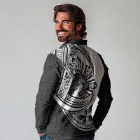 Philippines Eagle Sun Long Sleeve Polo Shirt Filipino Agila Polynesian Tattoo Black Color