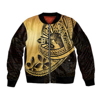 Philippines Eagle Sun Sleeve Zip Bomber Jacket Filipino Agila Polynesian Tattoo Gold Color