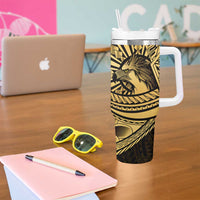 Philippines Eagle Sun Tumbler With Handle Filipino Agila Polynesian Tattoo Gold Color