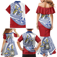 Philippines Eagle Sun Family Matching Mermaid Dress and Hawaiian Shirt Filipino Agila Polynesian Tattoo Flag Color LT14 - Polynesian Pride