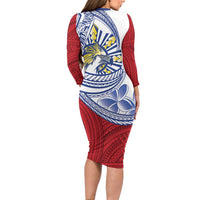 Philippines Eagle Sun Long Sleeve Bodycon Dress Filipino Agila Polynesian Tattoo Flag Color