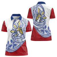 Philippines Eagle Sun Women Polo Shirt Filipino Agila Polynesian Tattoo Flag Color