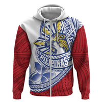 Philippines Eagle Sun Zip Hoodie Filipino Agila Polynesian Tattoo Flag Color