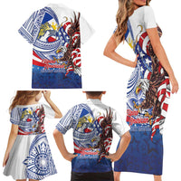 Filipino American History Month Family Matching Short Sleeve Bodycon Dress and Hawaiian Shirt Philippines Agila USA Eagle Mix Flag LT14 - Polynesian Pride