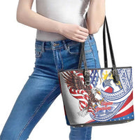 Filipino American History Month Leather Tote Bag Philippines Agila USA Eagle Mix Flag