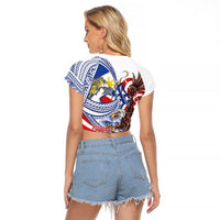 Filipino American History Month Raglan Cropped T Shirt Philippines Agila USA Eagle Mix Flag