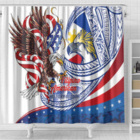 Filipino American History Month Shower Curtain Philippines Agila USA Eagle Mix Flag