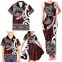 Personalised Aotearoa Bulldog Family Matching Tank Maxi Dress and Hawaiian Shirt New Zealand Maori Taniko Art LT14 - Polynesian Pride