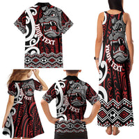 Personalised Aotearoa Bulldog Family Matching Tank Maxi Dress and Hawaiian Shirt New Zealand Maori Taniko Art LT14 - Polynesian Pride