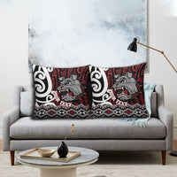 Personalised Aotearoa Bulldog Pillow Cover New Zealand Maori Taniko Art - Polynesian Pride