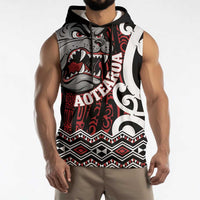 Personalised Aotearoa Bulldog Sleeveless Hoodie New Zealand Maori Taniko Art LT14 - Polynesian Pride