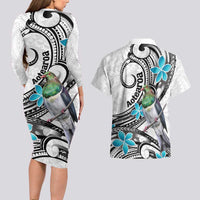 Aotearoa Te Ika-a-Maui Couples Matching Long Sleeve Bodycon Dress and Hawaiian Shirt South Island Kekeru Maori Koru LT14 - Polynesian Pride