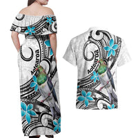 Aotearoa Te Ika-a-Maui Couples Matching Off Shoulder Maxi Dress and Hawaiian Shirt South Island Kekeru Maori Koru LT14 - Polynesian Pride