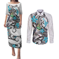 Aotearoa Te Ika-a-Maui Couples Matching Puletasi and Long Sleeve Button Shirt South Island Kekeru Maori Koru