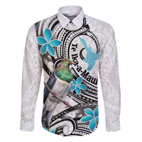 Aotearoa Te Ika-a-Maui Family Matching Short Sleeve Bodycon Dress and Hawaiian Shirt South Island Kekeru Maori Koru LT14 Dad's Shirt - Long Sleeve White - Polynesian Pride