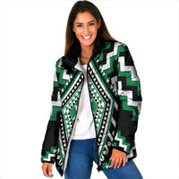 Green New Zealand Taniko Poutama Patikitiki Padded Jacket - Polynesian Pride